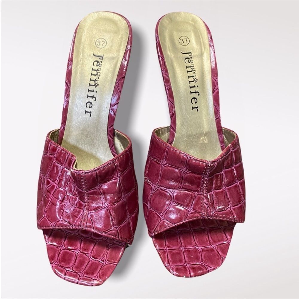Jennifer & JENNIFER | Reptile Skin Style Square Toed Heels - Picture 1 of 10